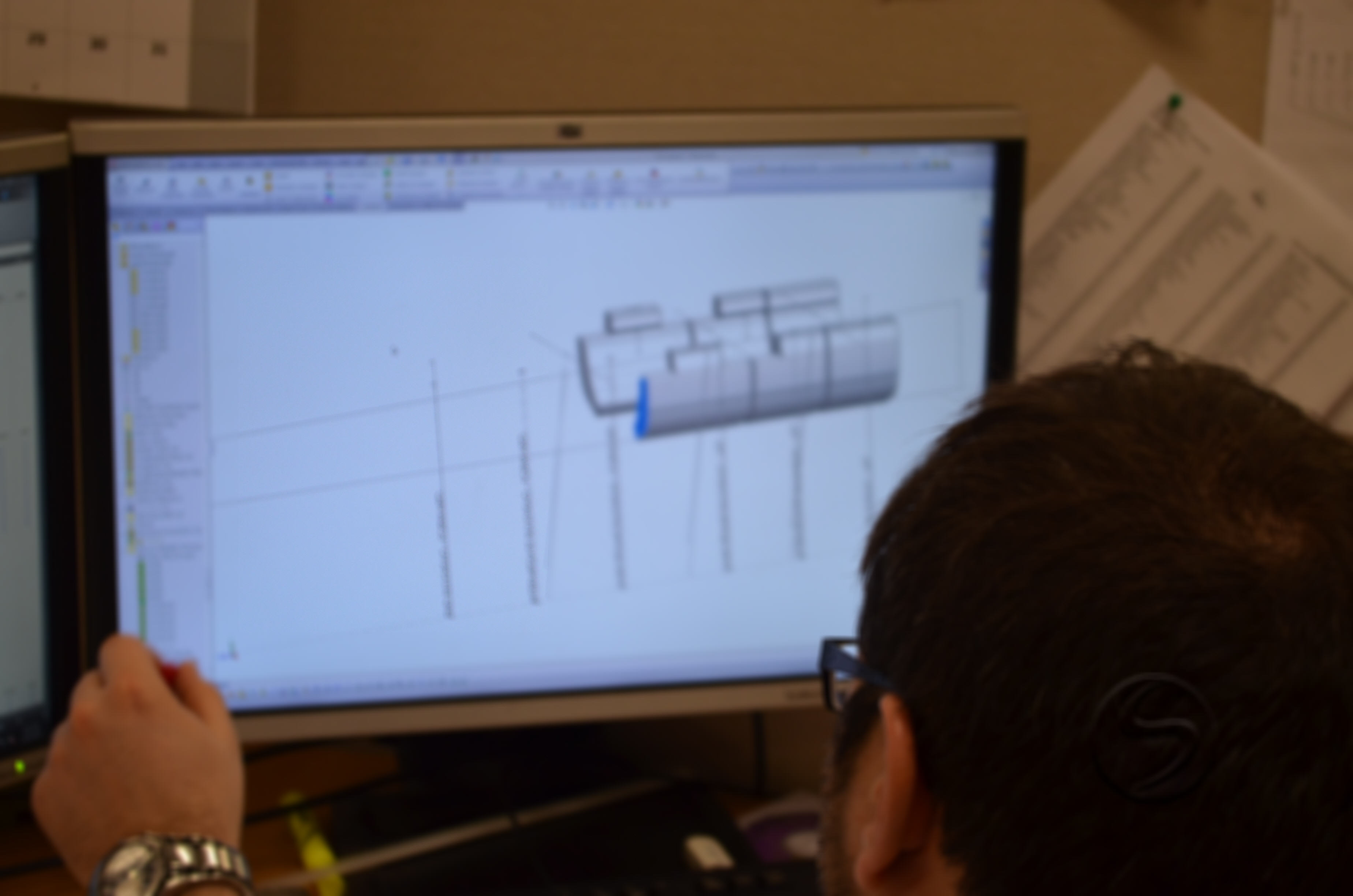 Draft of an aircraft component on a computer screen