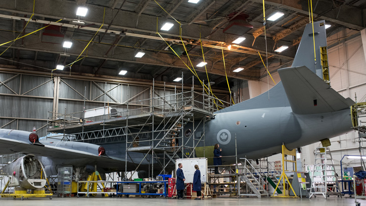 View of a freshly paitned aircraft